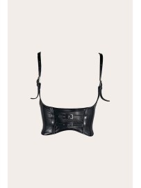 LEATHER BUSTIER NEGRO
