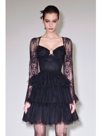 ROUCHES DRESS JESSY BLACK
