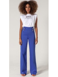 PANTALÓN SATEN AZULÓN CON TRABILLAS (SNY)