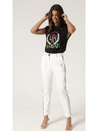 PANTALÓN SASTRE ROMA BLANCO CON VIVOS NEGROS (BT)
