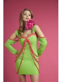 TURMALINA VESTIDO VERDE-ROSA CINTAS