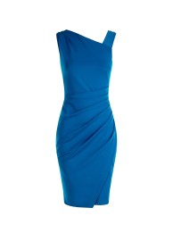 VESTIDO TUBO ASIMETRICO TURQUESA