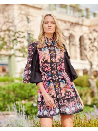 VESTIDO MIDI MANGA GLOBO NEGRO