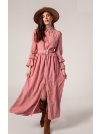 VESTIDO LARGO CAMISERO ROSA