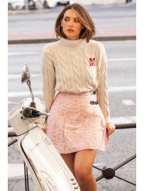 FALDA TABLAS SARGA ESTAMPADO LETRAS MNGT ROSA