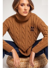 JERSEY CUELLO ALTO OCHOS CAMEL BORDADO MANGATA