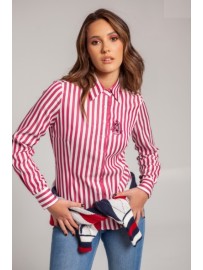CAMISA BÁSICA RAYAS GRANATE
