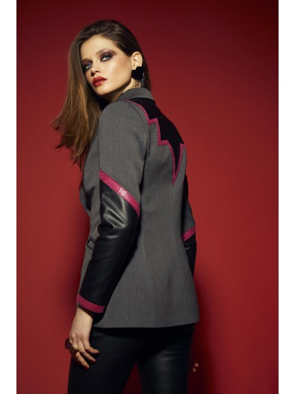 BLAZER INCRUSTACIONES GRIS, ROSA Y NEGRO
