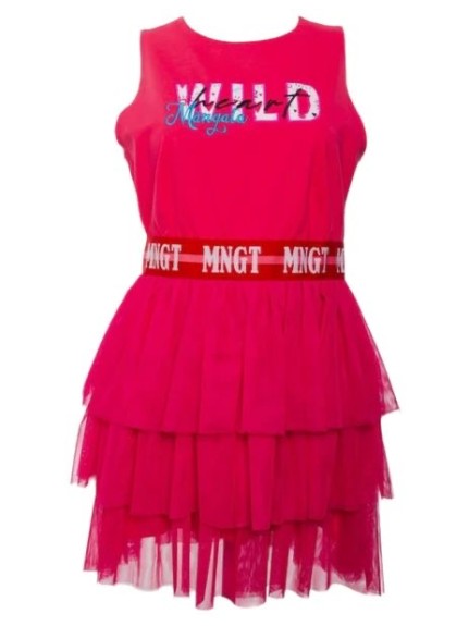VESTIDO ENGOMADO ESTAMPADO LETRAS MNGT ROSA