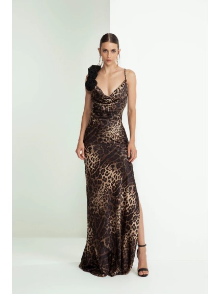 ABITO CANOTTA ROSE LEOPARDO