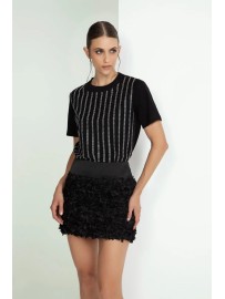 T‐SHIRT STRIPES STRASS