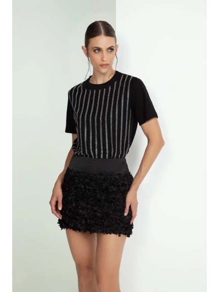 T‐SHIRT STRIPES STRASS