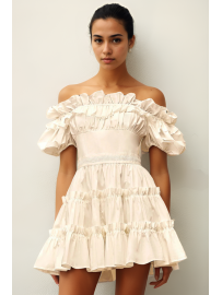 VESTIDO MINI ARRUGADO OFF SHOULDERS