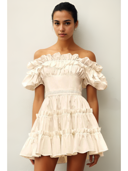 VESTIDO MINI ARRUGADO OFF SHOULDERS