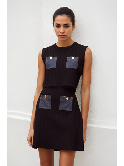 CONJUNTO TOP Y FALDA PUNTO ACANALADO