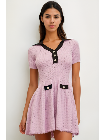 VESTIDO MINI PUNTO MORADO