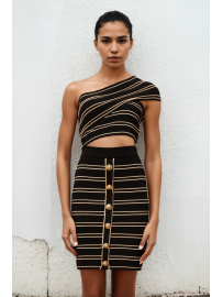 CONJUNTO DE PUNTO TOP + FALDA RAYAS