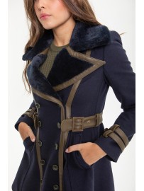 ABRIGO COMBINADO AZUL Y KAKI