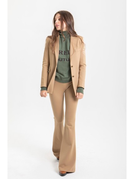 PANTALON DE PUNTO PATA CAMPANA CAMEL