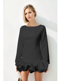 VESTIDO MINI FALDA ACAMPANADA NEGRO