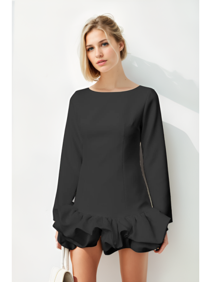 VESTIDO MINI FALDA ACAMPANADA NEGRO