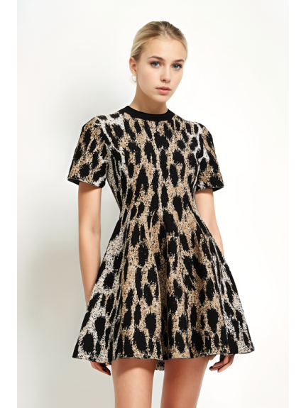 VESTIDO MINI PUNTO LEOPARDO