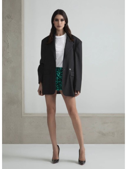 CAMISETA MANGA CORTA CON APLICACIONES DE CRISTALES