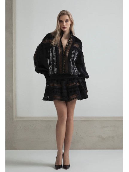 VESTIDO DE TERCIOPELO CON FALDA CORTA FRUNCIDA