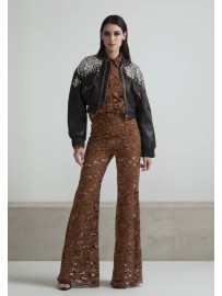 CHAQUETA BOMBER ECO-PIEL CON CRISTALES RHINESTONE BORDADOS A MANO