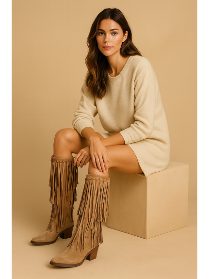 BOTA LOUP CON FLECOS COLOR MARRON