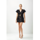 VESTIDO MINI NEGRO DE CUERO SINTÉTICO