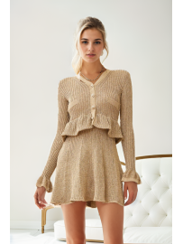 VESTIDO MINI PUNTO LUREX ORO