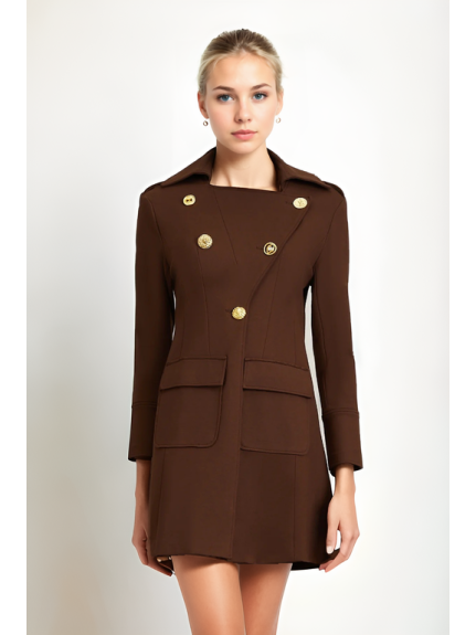 ABRIGO TIPO TRENCH CON BOTONES EN SOLAPA