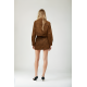 CONJUNTO CHAQUETA + FALDA MARRÓN CONTEXTURA DE ANTE