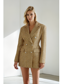 VESTIDO BLAZER MINI DE TWEED DORADO