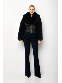 CHAQUETA CON PANEL DE CORSÉ DE PIEL SINTÉTICA