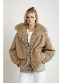 CHAQUETA BOMBER ACOLCHADA CON PANEL DE PIEL SINTÉTICA