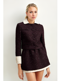 CHAQUETA DE TWEED CON LENTEJUELAS MORADAS