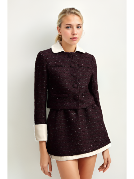 CHAQUETA DE TWEED CON LENTEJUELAS MORADAS