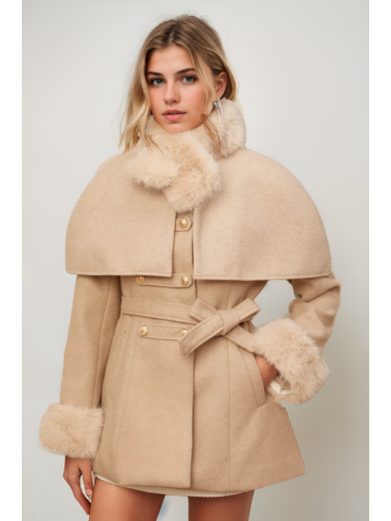 ABRIGO PIEL SINTÉTICO CON CAPA DESMONTABLE