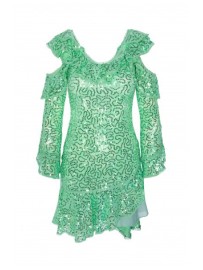 VESTIDO ENCAJE PAILLETE VERDE