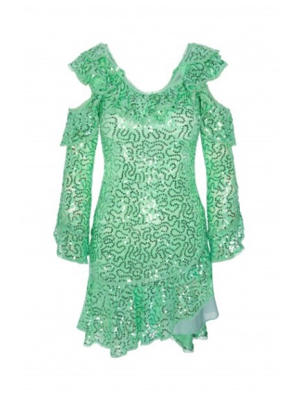 VESTIDO ENCAJE PAILLETE VERDE